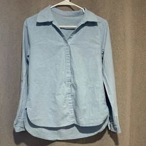 Light Blue Women Button-Up Shirt